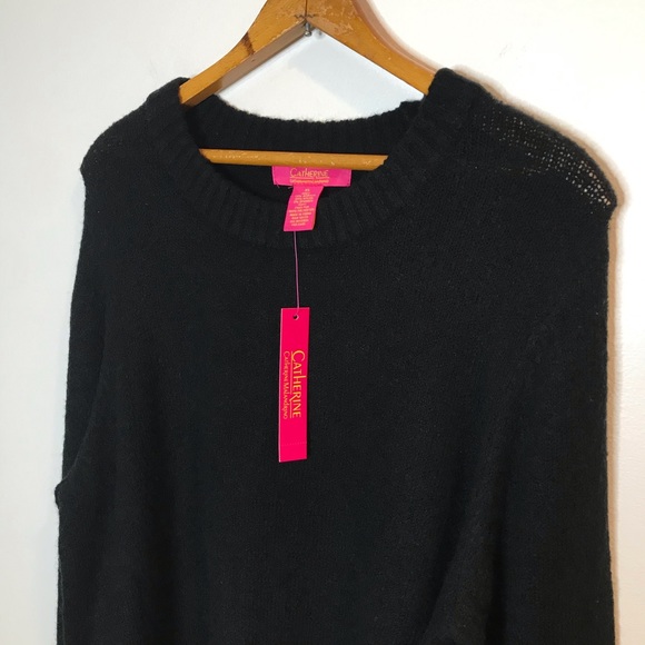 NEW Catherine Malandrino Faux Fur Black Sweater XL - Picture 4 of 7